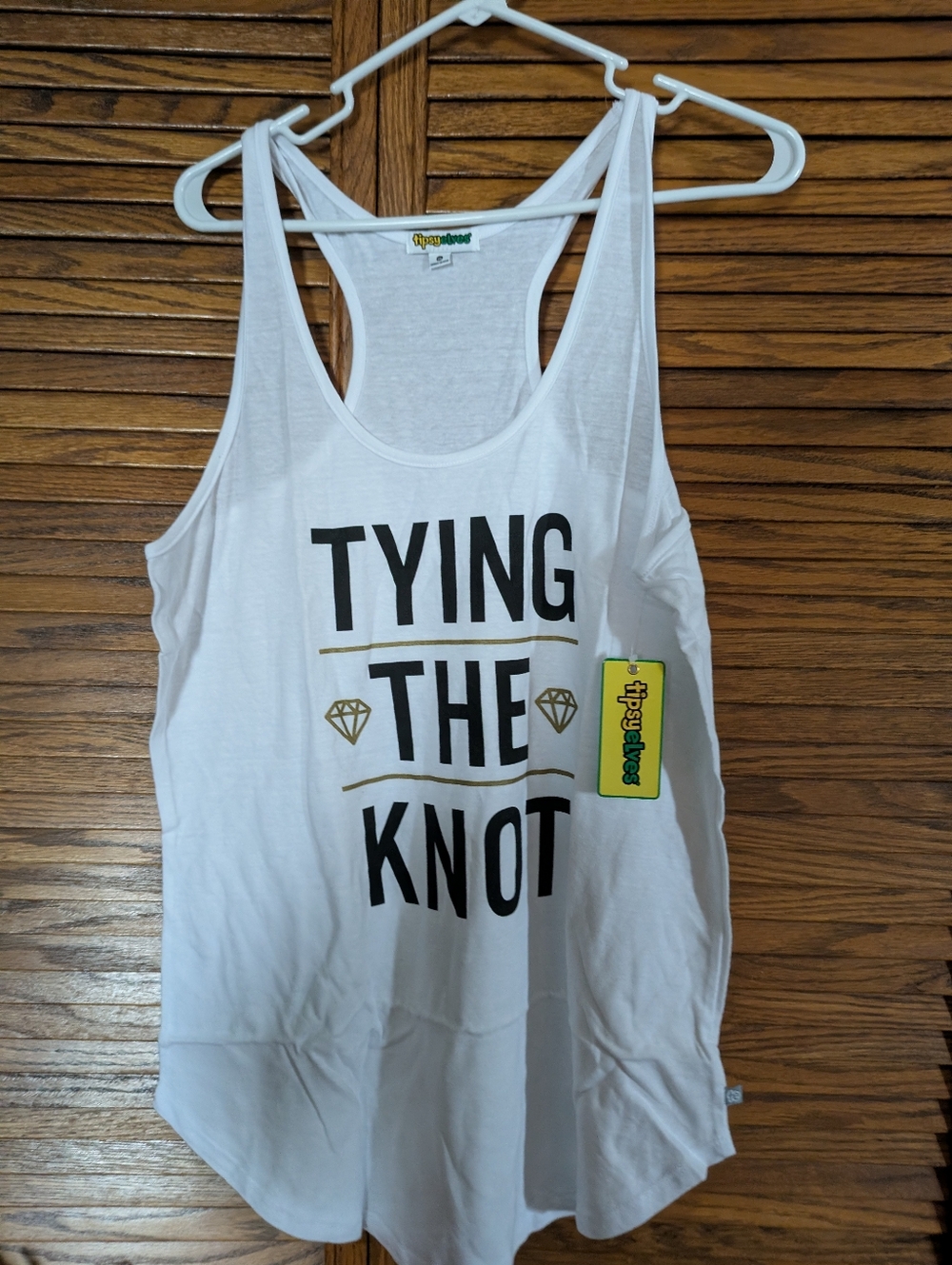 Tipsy Elves NWT Women’s Tying The Knot Tank Top - White Size XL